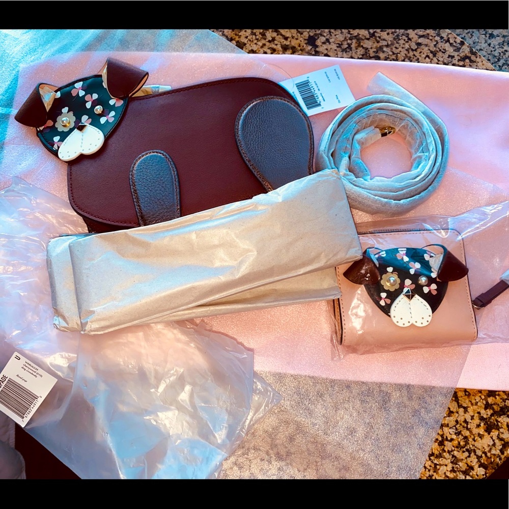 Kate Spade Floral Pup crossbody & Wallet NWT